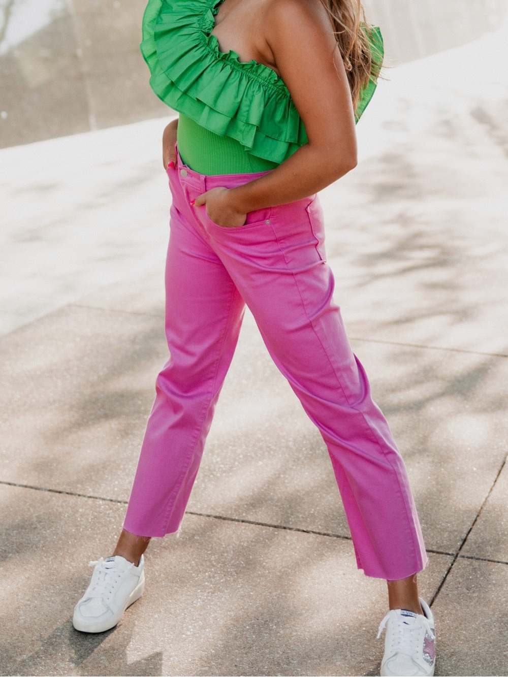 Altar'd State Pink Cropped Jeans